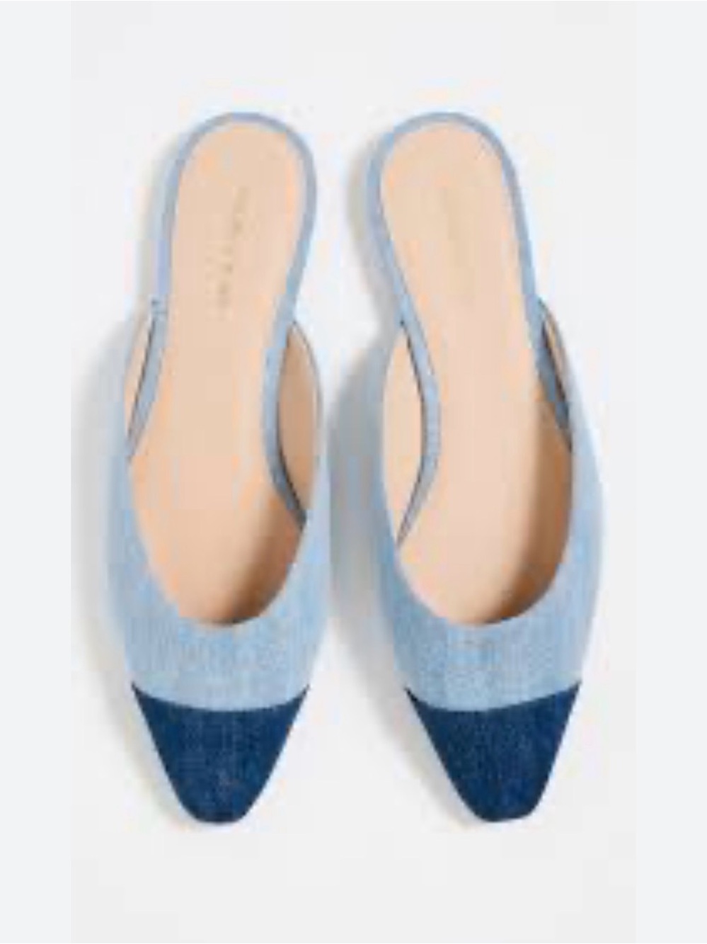 Veronica Beard Carlotta Denim Slip-On Mules in Light Blue & Navy